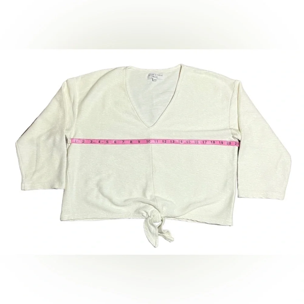 Madewell Texture & Thread pullover cropped sweater tie-front XL EUC - Picture 5 of 13